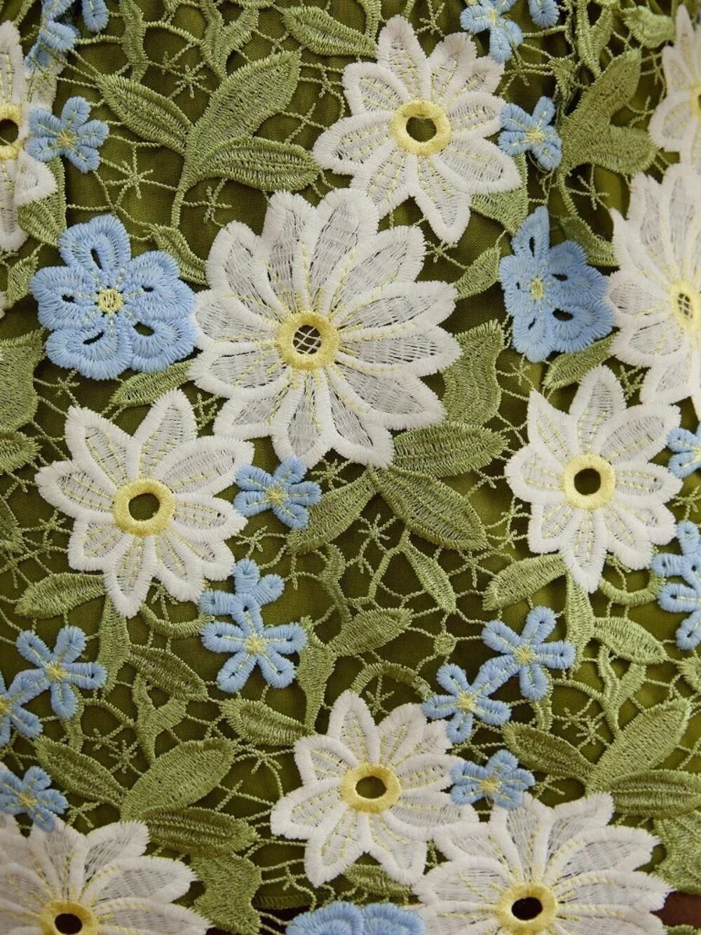 Green Elegant Women's French Luxury Crochet  Lace Floral High Waist Skirt